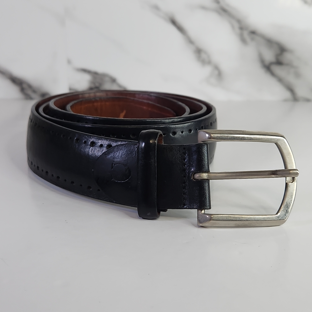 Canali Belt. Genuine Leather. Made In Italy. Bkack With Silver Buckle.